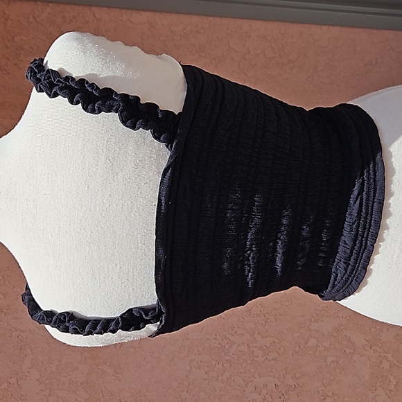 Abercrombie & Fitch black crop top ruched straped size small - Picture 7 of 13